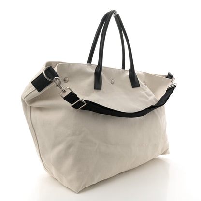 Saint Laurent Linen Calfskin Rive Gauche Maxi Tote  Grege et Noir 3 of 12