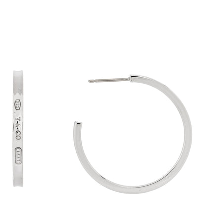 Tiffany Sterling Silver 1837 Medium Narrow Hoop Earrings 1 of 4