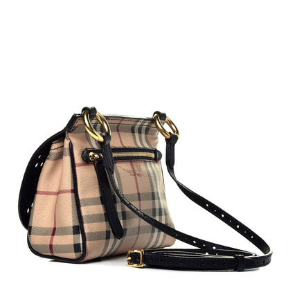 Burberry Perforated Calfskin Haymarket Check Baby Bridle Crossbody Black 3 of 9