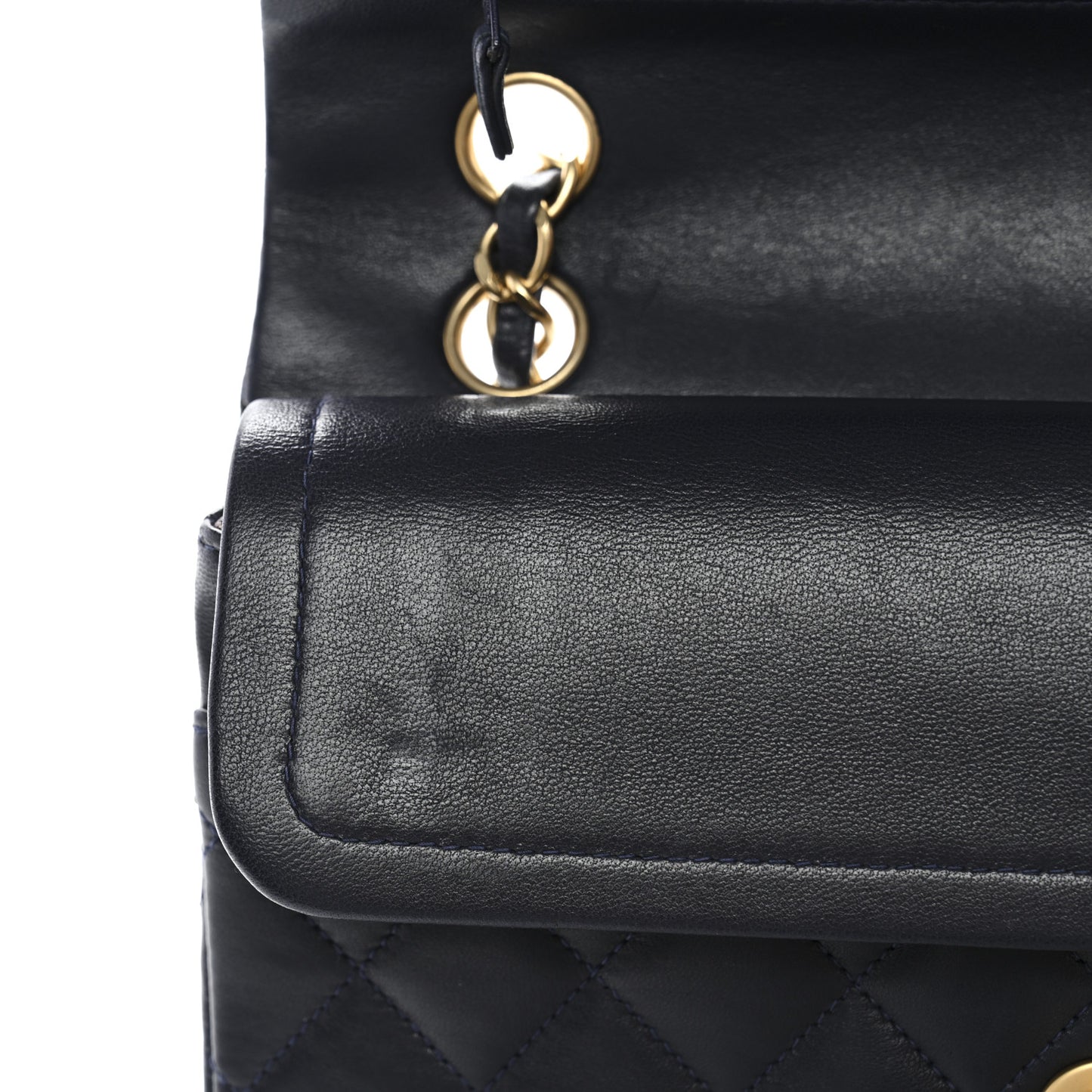 Lambskin Quilted Small Double Flap Navy