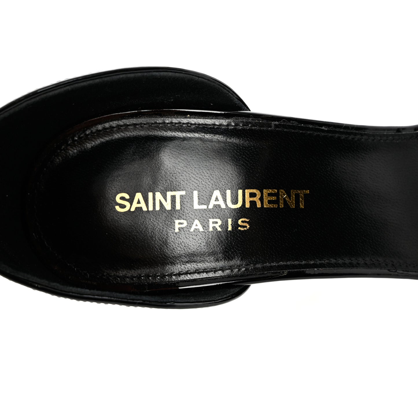 Patent Calfskin Opyum 110 Sandals 38.5 Black Gold