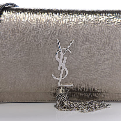Saint Laurent Grain De Poudre Classic Monogram Kate Tassel Chain Wallet Piombo 9 of 9