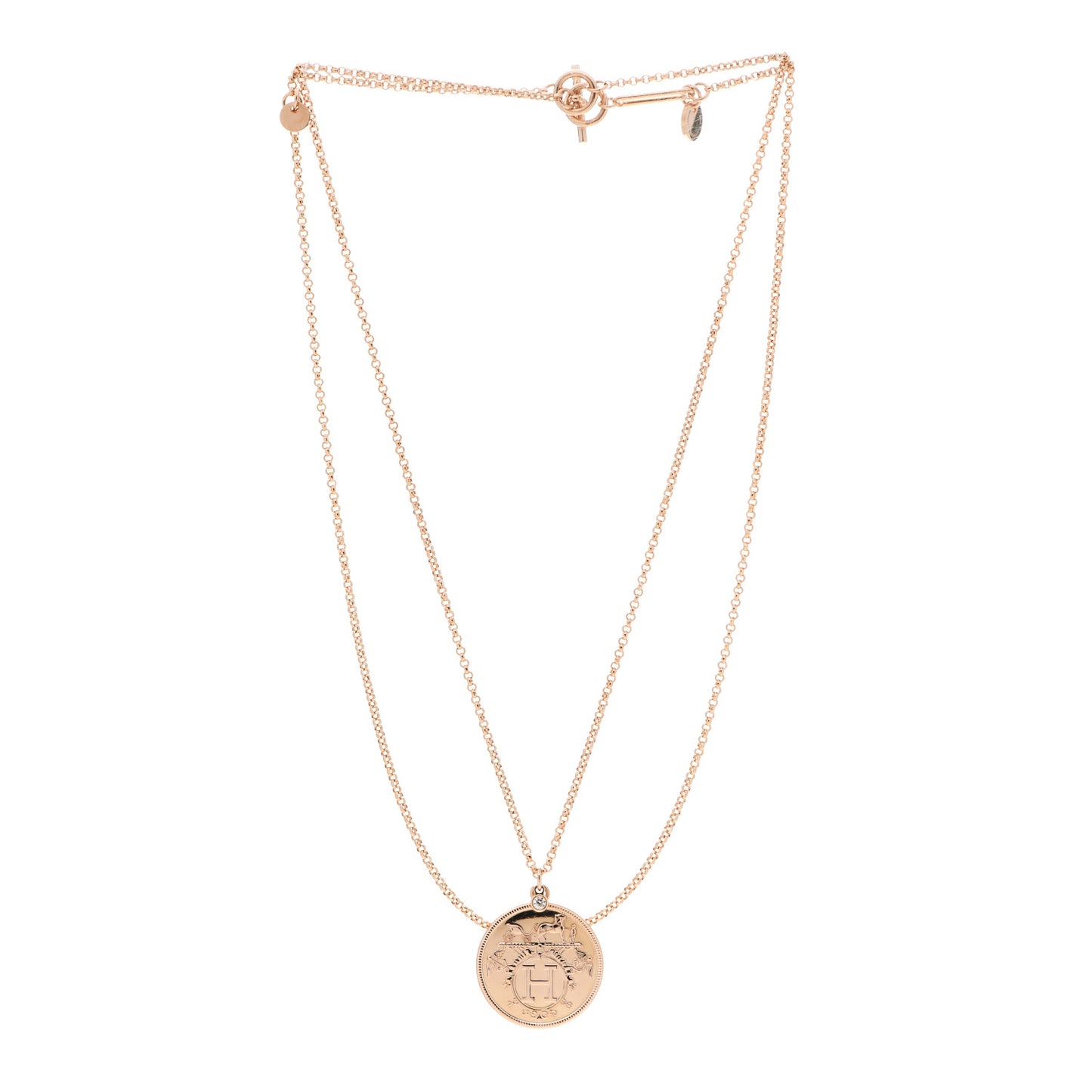 18K Rose Gold Diamond MM Ex-Libris Pendant Necklace