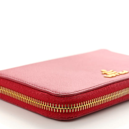 Prada Saffiano Metal Zip Around Wallet Fuoco 11 of 12