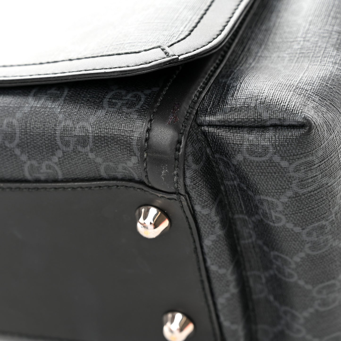 GG Supreme Monogram Web Messenger Diaper Bag Black Grey