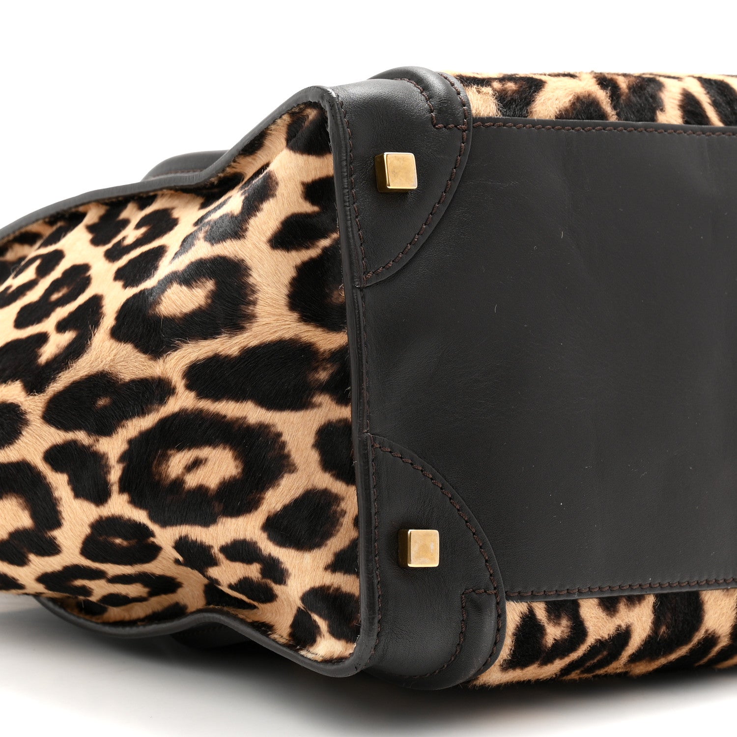 Celine Leopard Pony Hair Mini Luggage Black 9 of 12