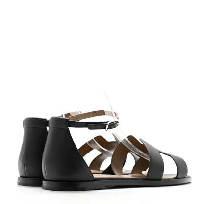Hermes Calfskin Santorini Sandals 39 Black 4 of 10