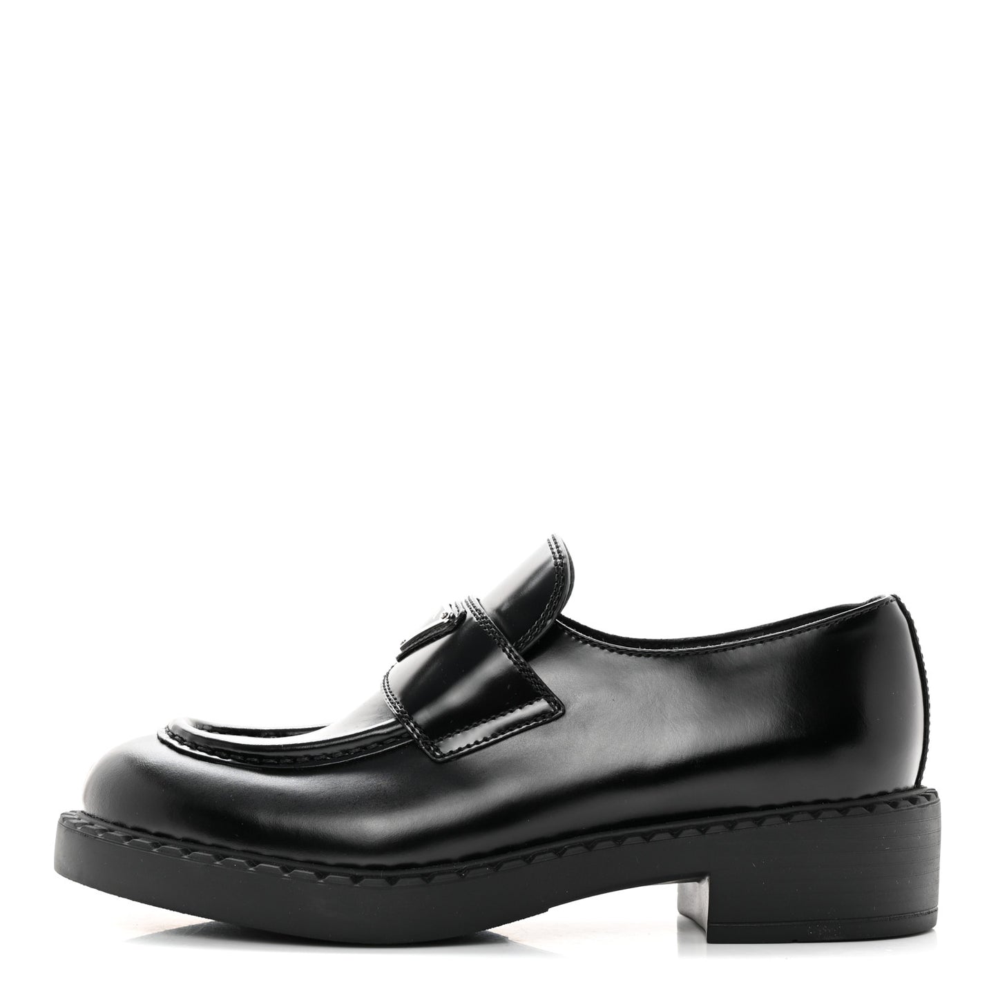 Spazzolato Metal Triangle Logo 50mm Loafers 37.5 Black