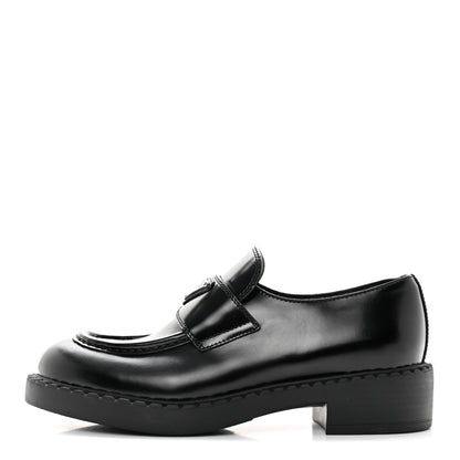 Prada Spazzolato Metal Triangle Logo 50mm Loafers 37.5 Black 1 of 12