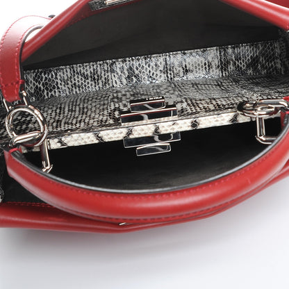 Fendi Vitello Seta Elaphe Crocodile Monster Eyes Medium Peekaboo Iconic Satchel Ribes Naturale 9 of 9