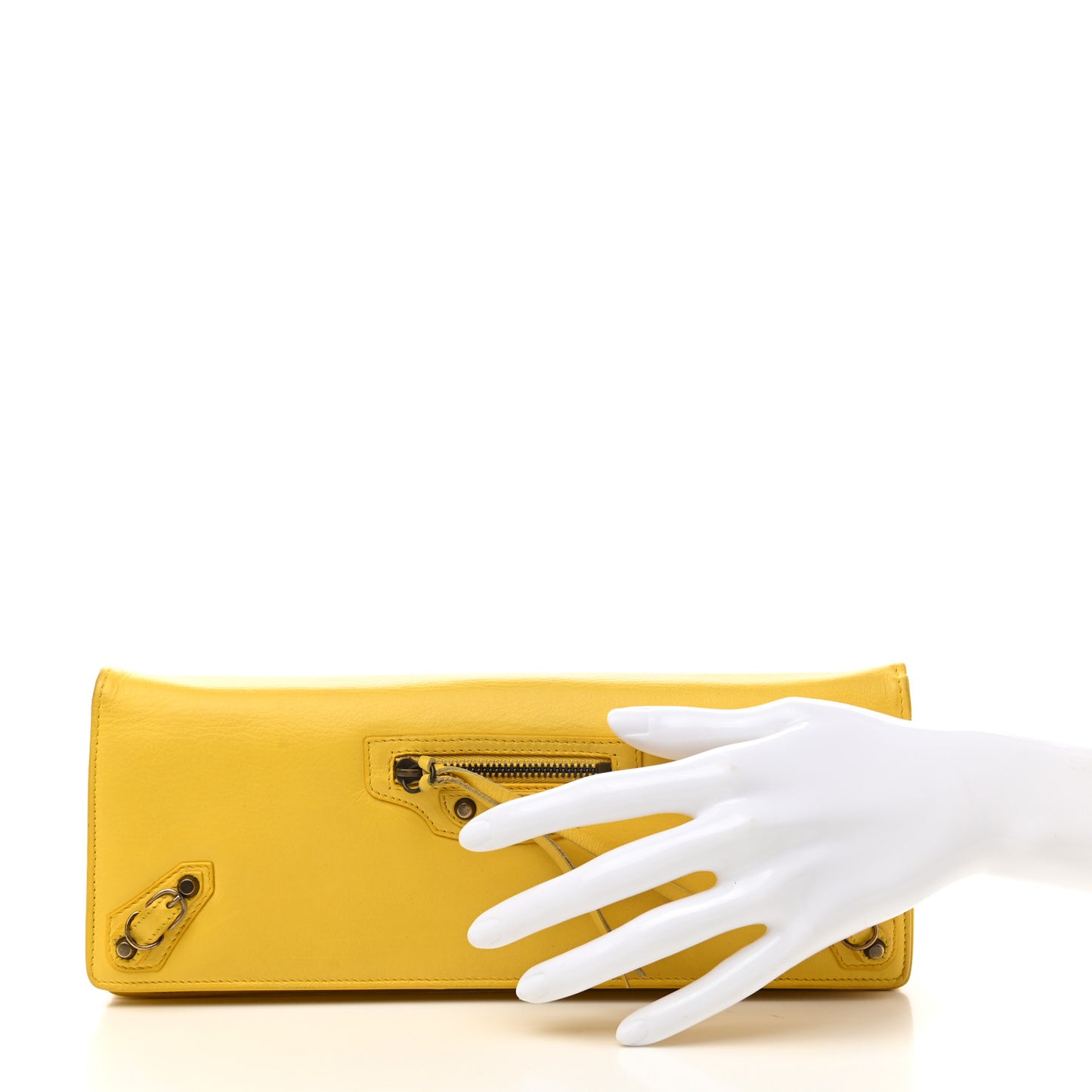 Calfskin Papier Wand Clutch Yellow