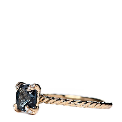 David Yurman 18K Yellow Gold Diamond Hampton Blue Topaz 7mm Chatelaine Ring 60 9 3 of 5
