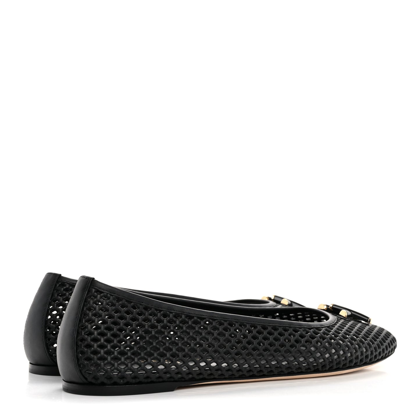 Perforated Calfskin Shake Ballerina Flats 41 Black