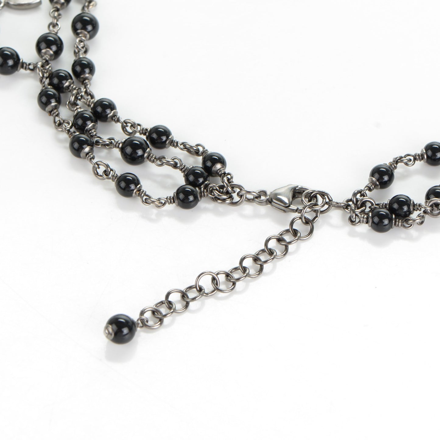 Baguette Crystal CC Beaded Long Necklace Black