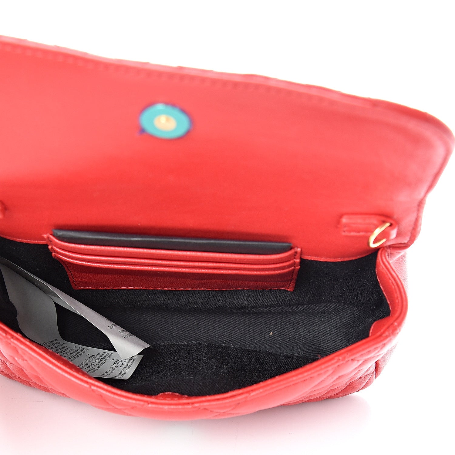 Versace Nappa Quilted Trapuntata Tribute Wallet Chain Crossbody Rosso 4 of 9