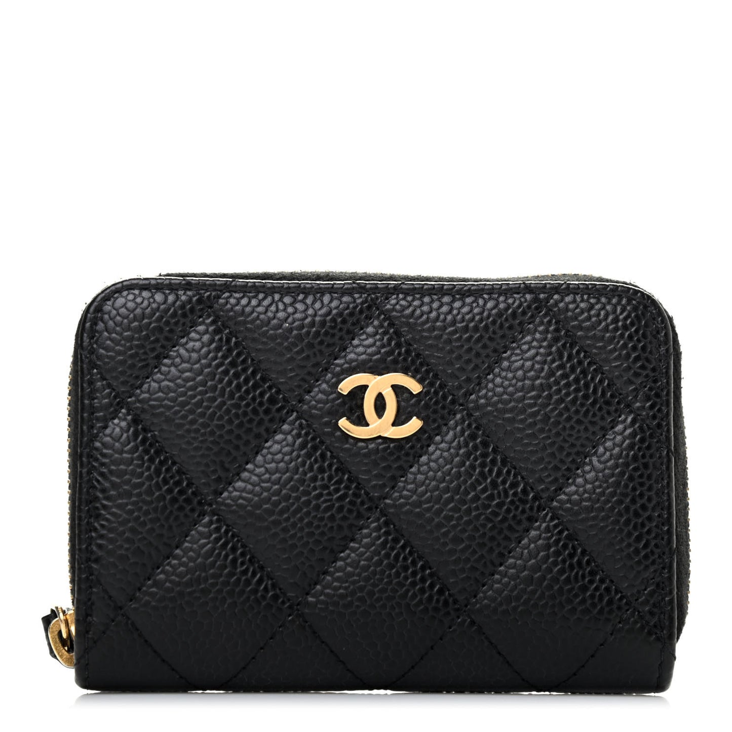 Caviar Quilted Zip Coin Purse Black