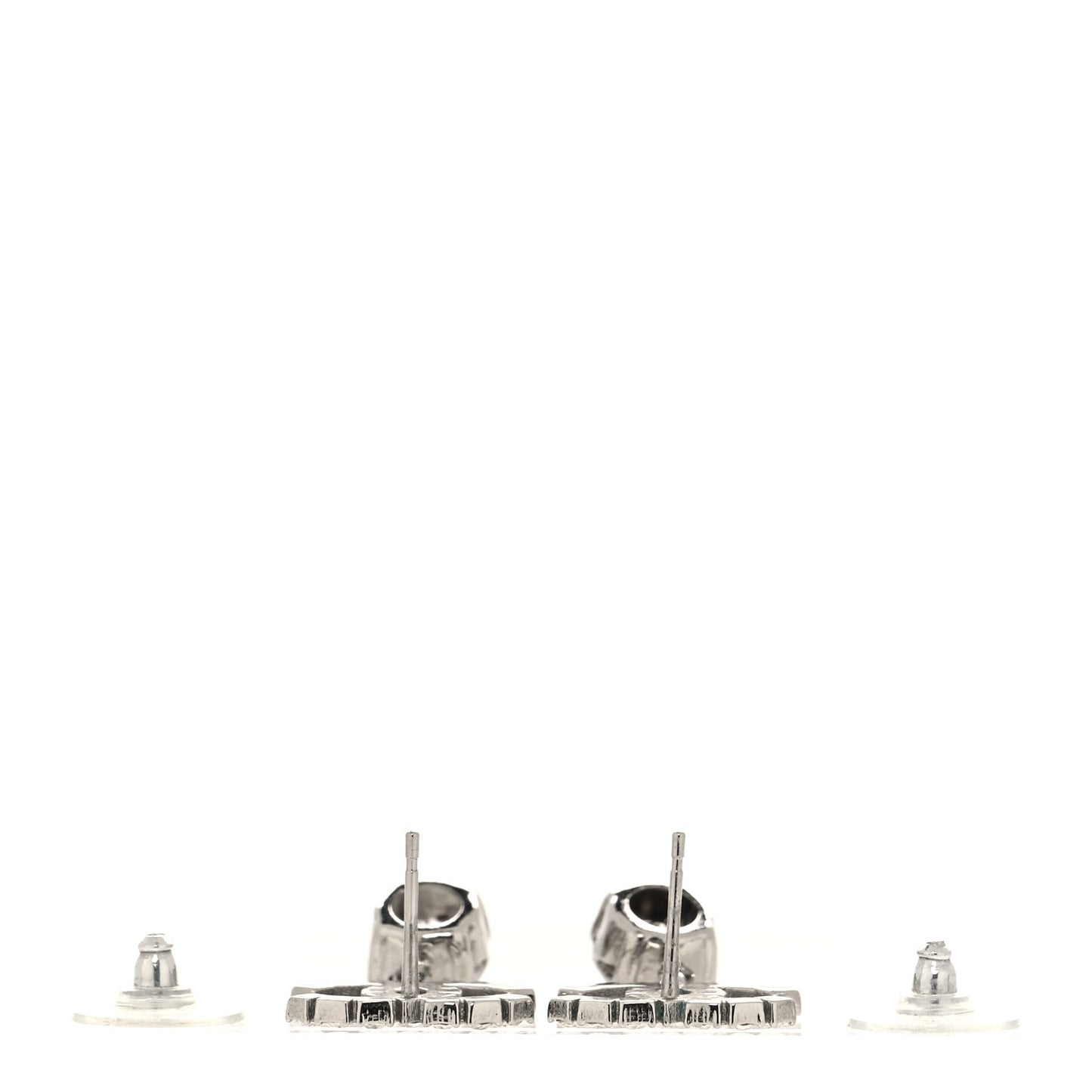 Crystal CC Drop Earrings Silver