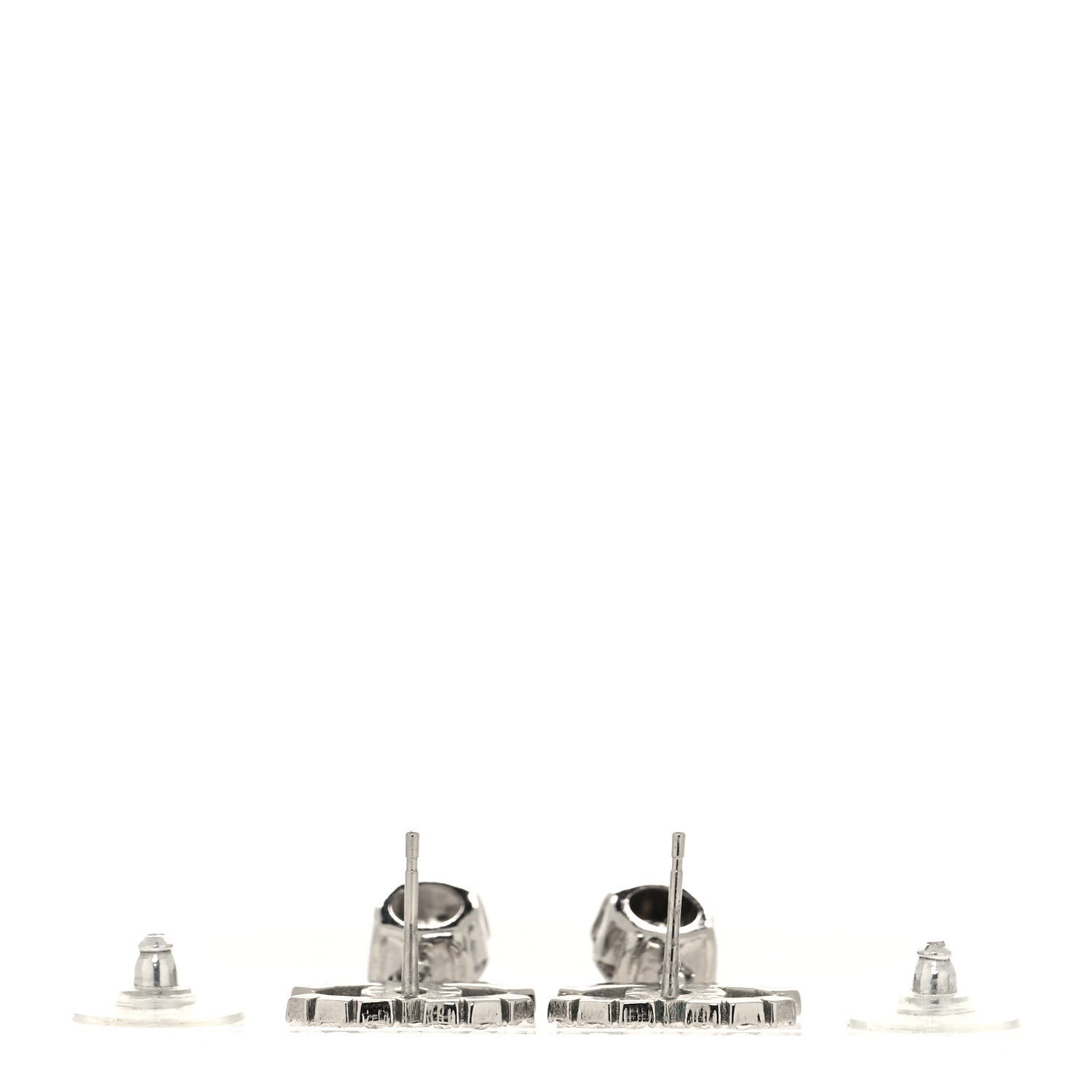 Chanel Crystal CC Drop Earrings Silver 3 of 5