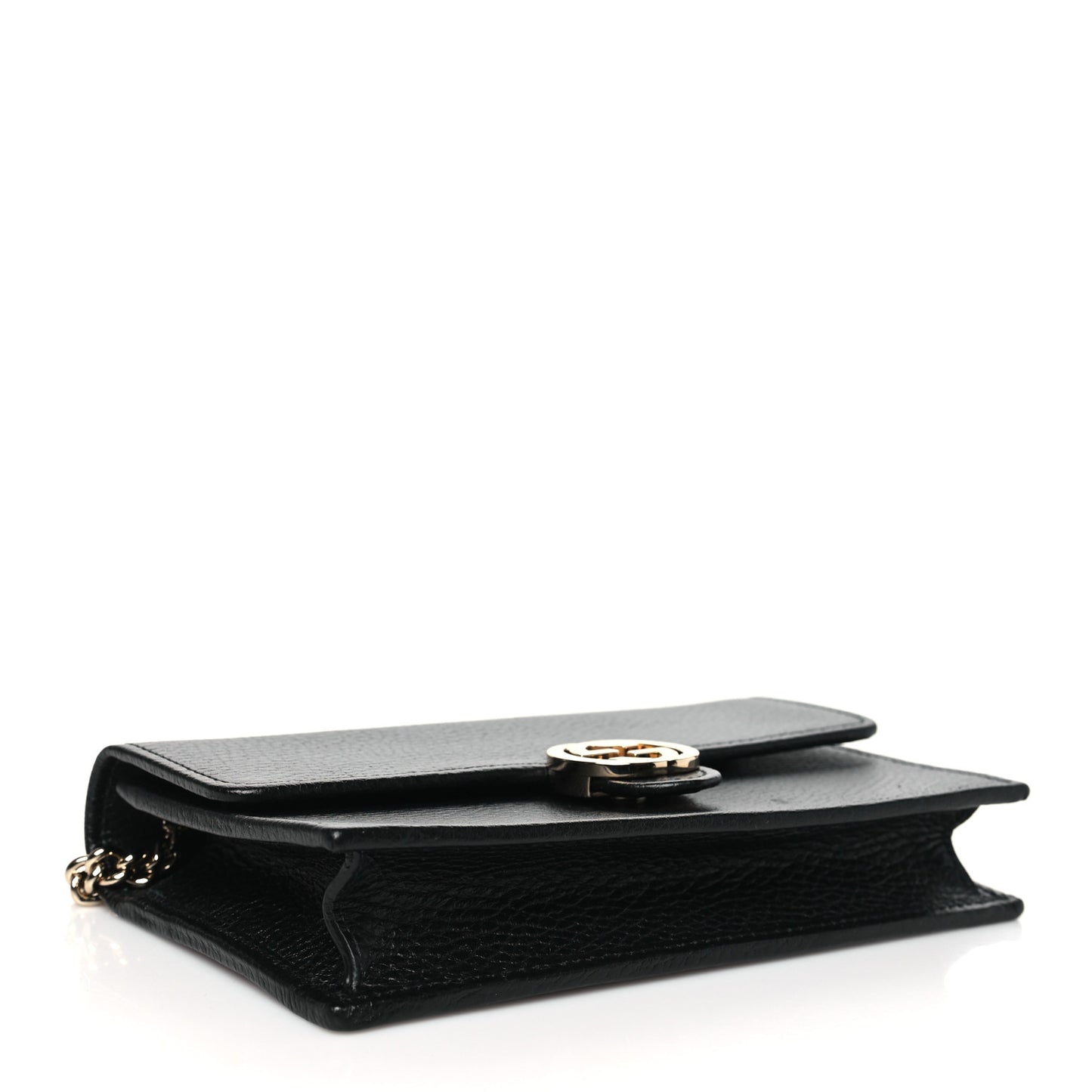 Dollar Calfskin Interlocking G Chain Wallet Black