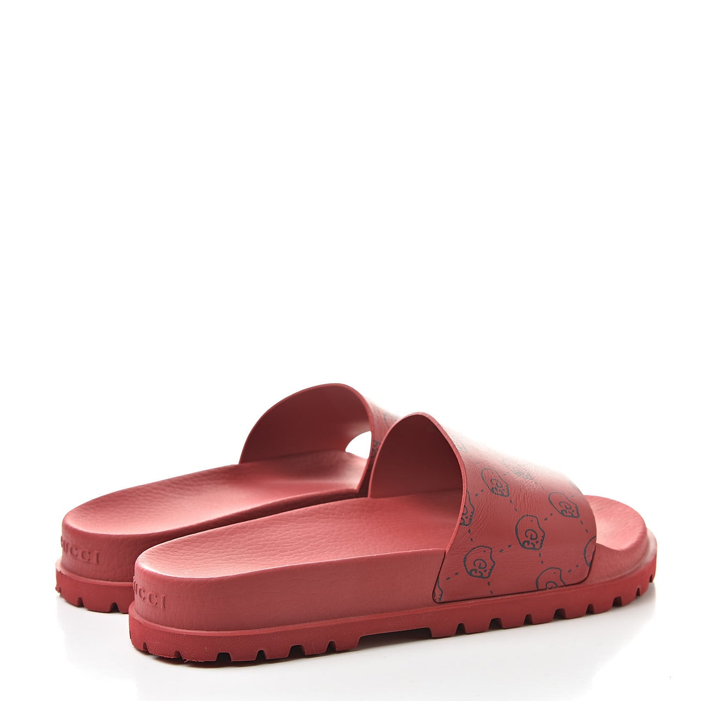 Calfskin Rubber GucciGhost Hamlet Skull Mens Lug Sole Slide Sandals 7 Hibiscus Red Blue Agata