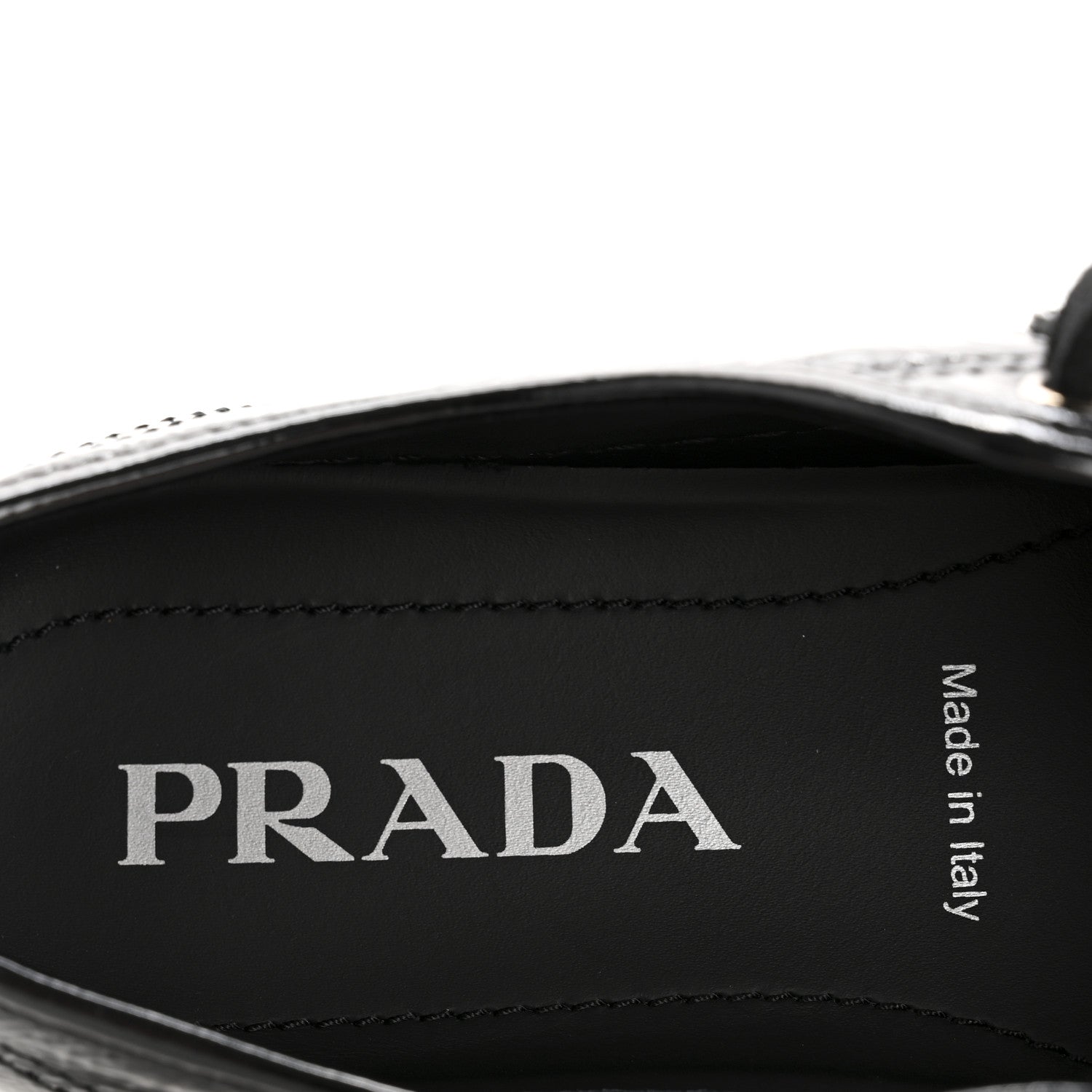 Prada Patent Naplak Triangle Logo Womens Low Top Sneakers 38 Black White 7 of 9
