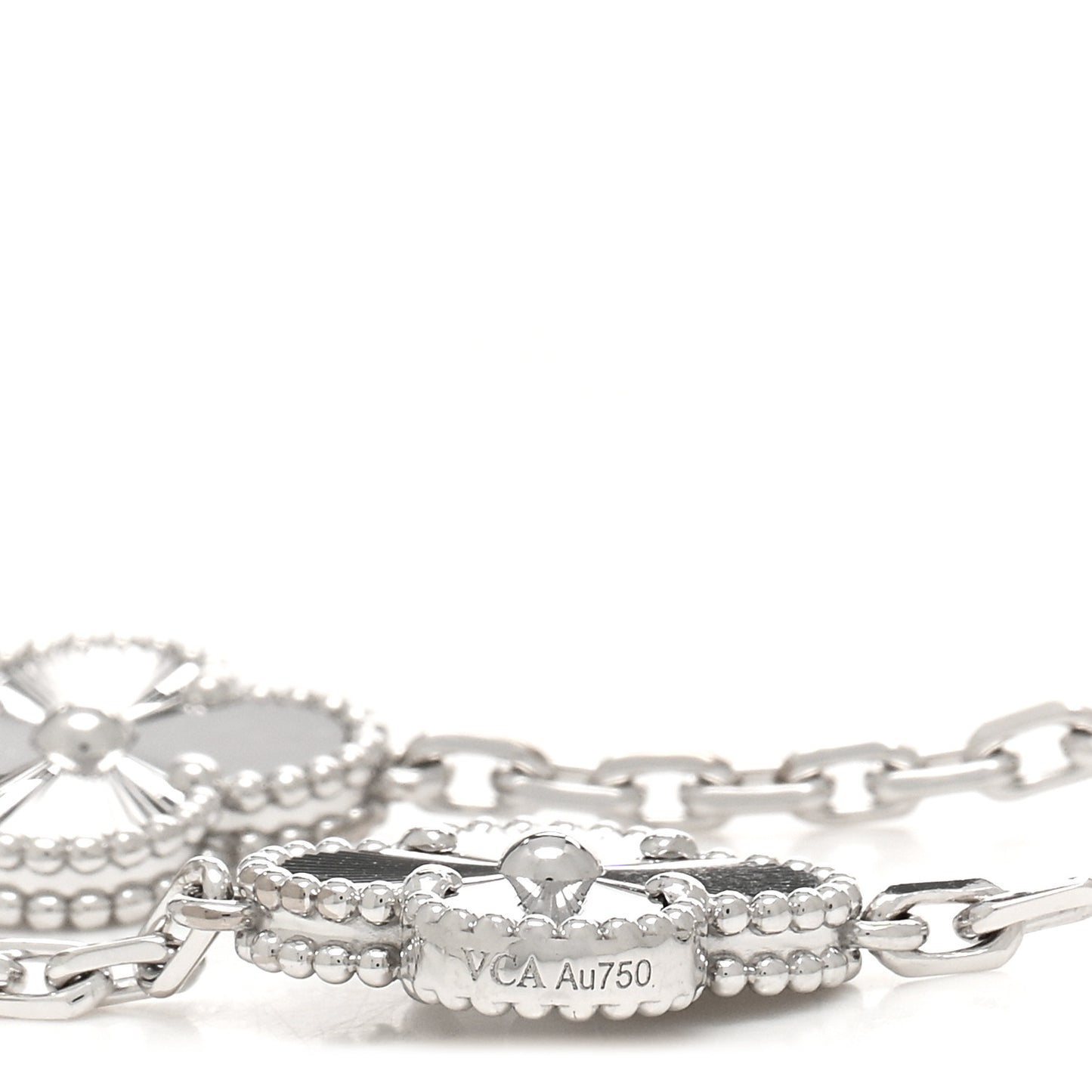 18K White Gold 5 Motifs Guilloche Vintage Alhambra Bracelet