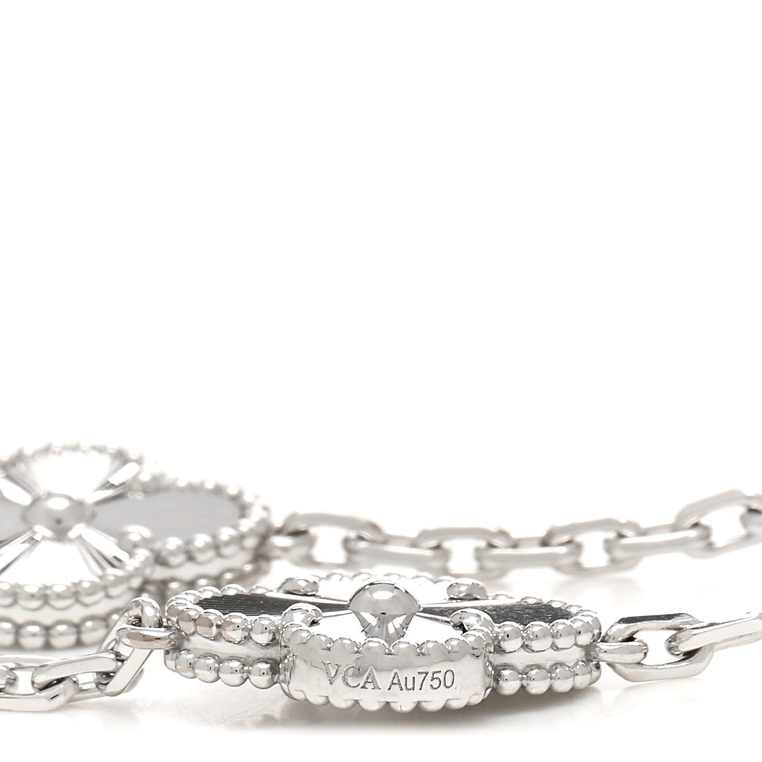 Van Cleef & Arpels 18K White Gold 5 Motifs Guilloche Vintage Alhambra Bracelet 3 of 5