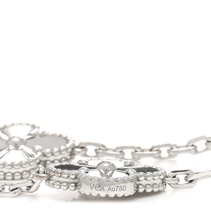 Van Cleef & Arpels 18K White Gold 5 Motifs Guilloche Vintage Alhambra Bracelet 3 of 5