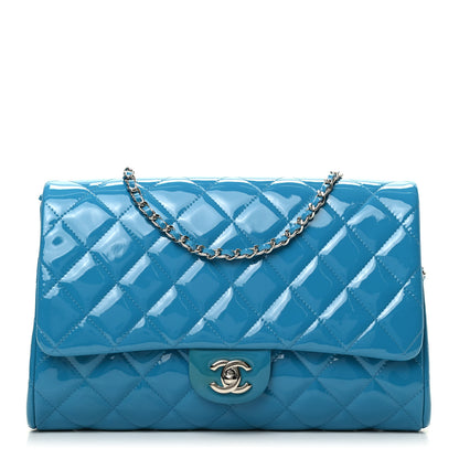 Chanel Patent Quilted Clutch with Chain Flap Blue 1 of 9