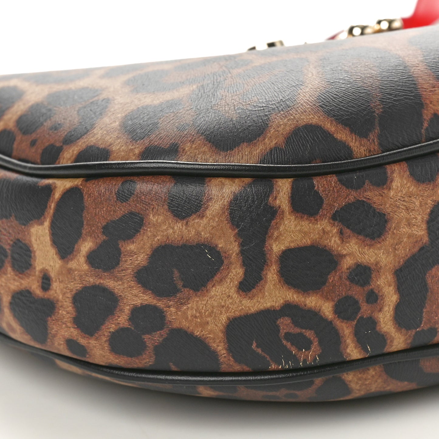 Calfskin Leopard Print Carasky Shoulder Bag Black