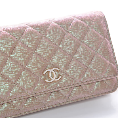 Chanel Iridescent Caviar Quilted Wallet On Chain WOC Beige 10 of 12
