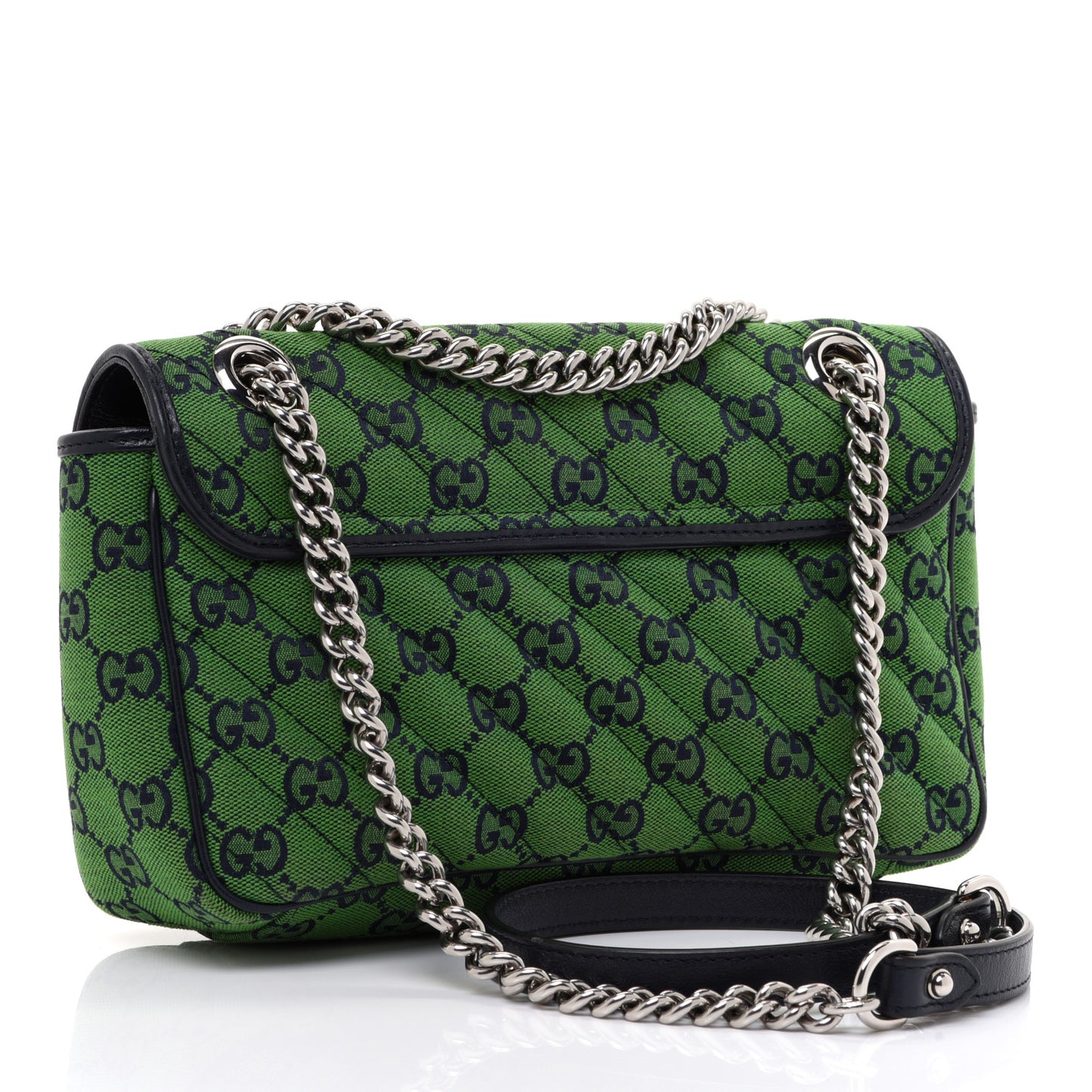 Monogram Multicolor Matelasse Diagonal Small GG Marmont Shoulder Bag Green Blue