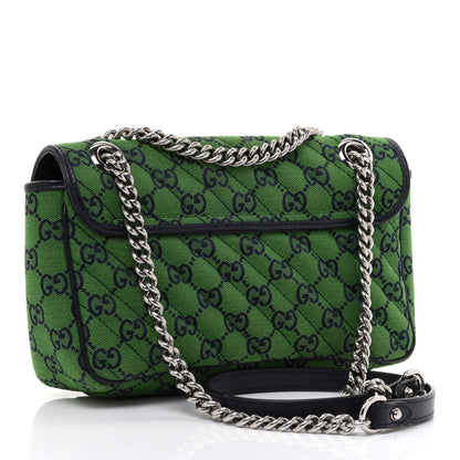 Gucci Monogram Multicolor Matelasse Diagonal Small GG Marmont Shoulder Bag Green Blue 3 of 10