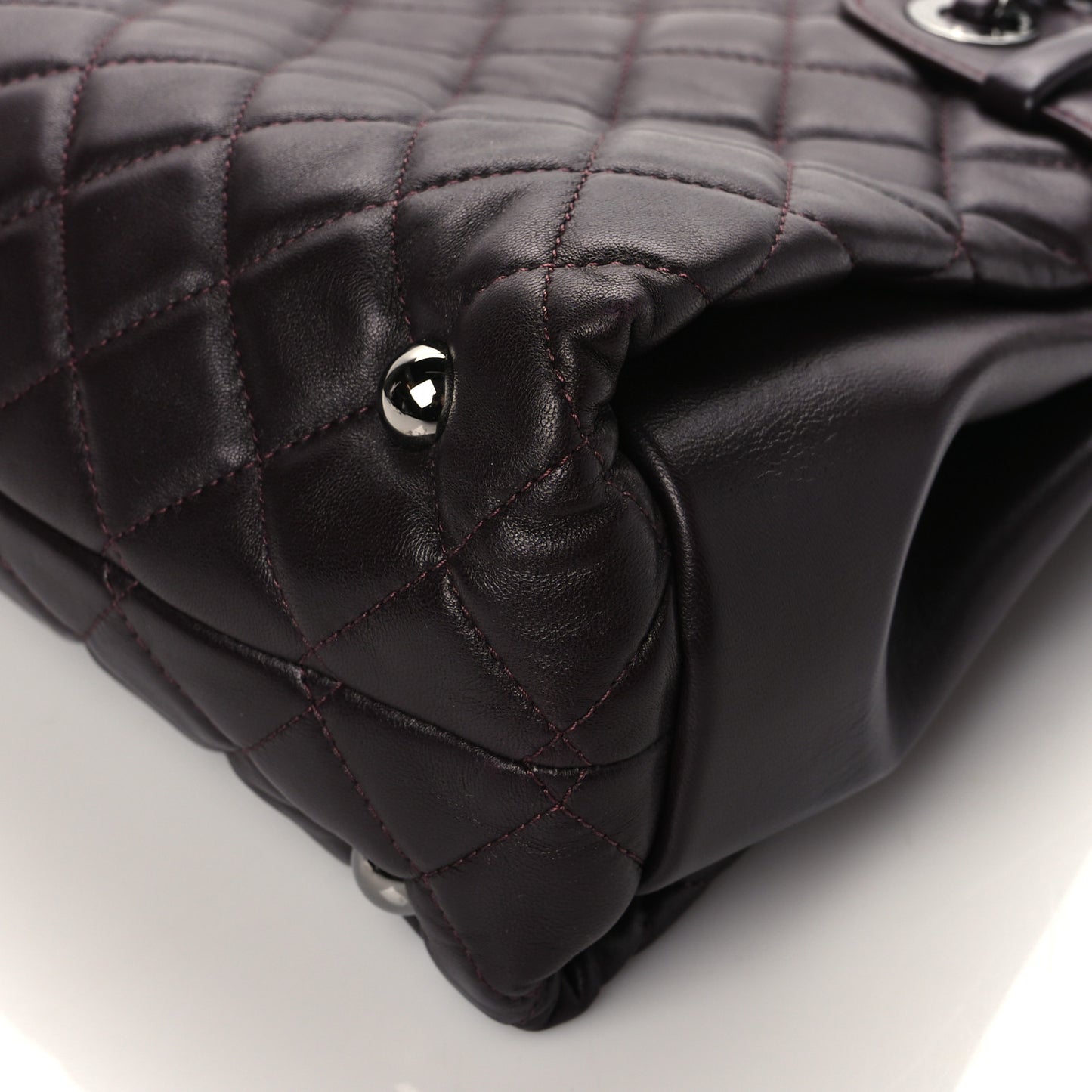 Lambskin Quilted Small Coco Loop Tote Burgundy