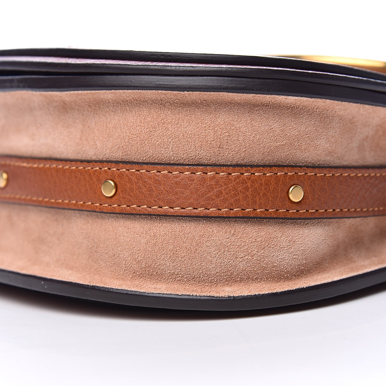 Chloe Calfskin Suede Floral Patchwork Small Nile Bracelet Bag Caramel 10 of 11