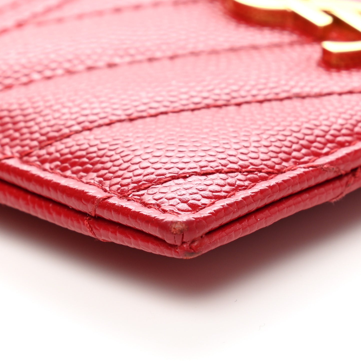 Grain De Poudre Matelasse Chevron Monogram Credit Card Case Bandana Red