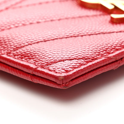 Saint Laurent Grain De Poudre Matelasse Chevron Monogram Credit Card Case Bandana Red 8 of 10