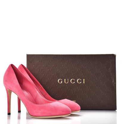 Gucci Kid Scamosciato Interlocking G Jennifer Pumps 38 Shocking Pink 11 of 11