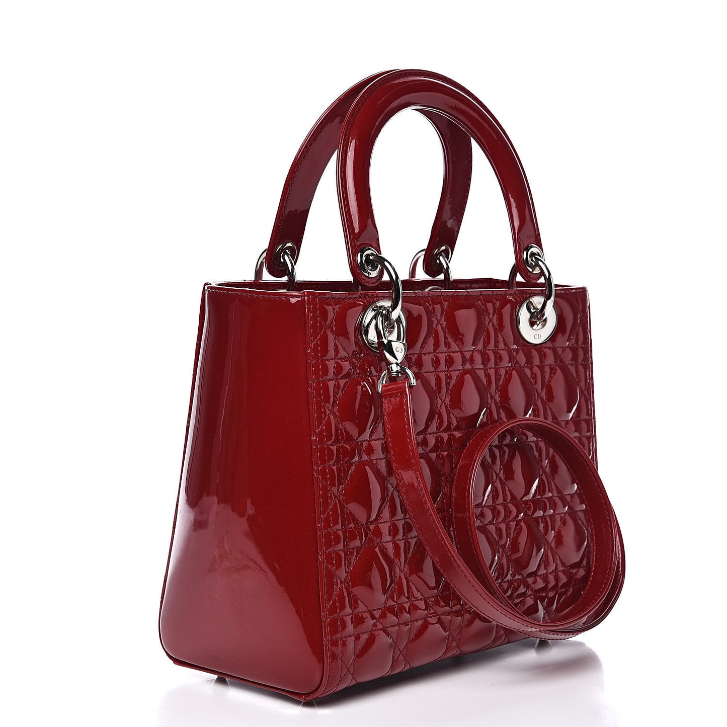 Patent Cannage Medium Lady Dior Red