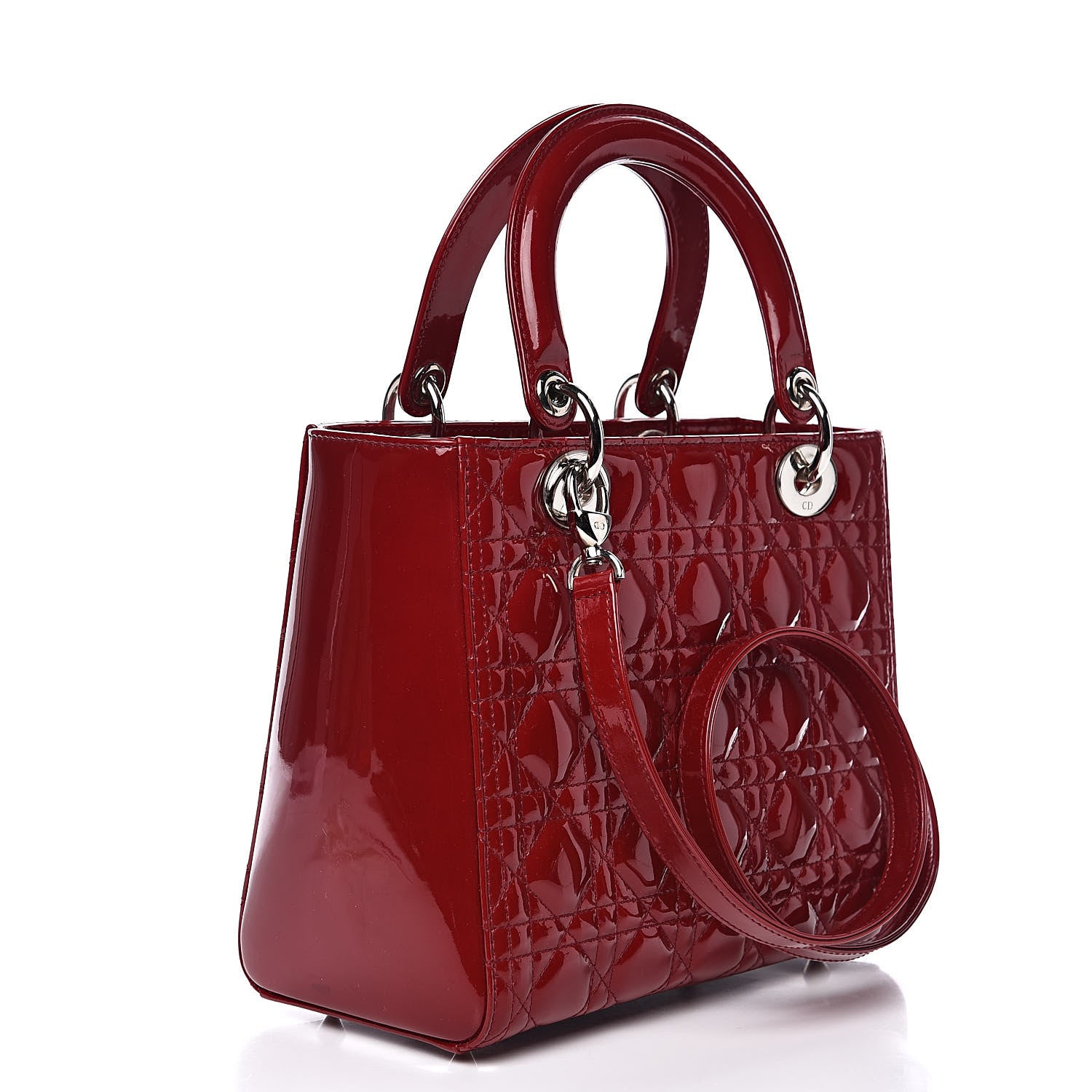 Christian Dior Patent Cannage Medium Lady Dior Red 3 of 10
