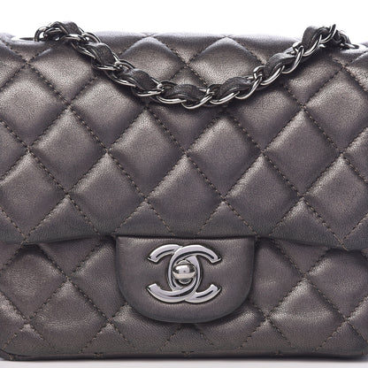 Chanel Metallic Lambskin Quilted Mini Square Flap Grey 19 of 19