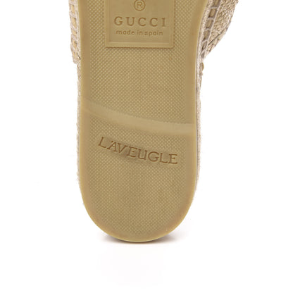 Gucci Straw Elaphe Matelasse GG Marmont Espadrille Slippers 37 Natural Cream Brown 7 of 11