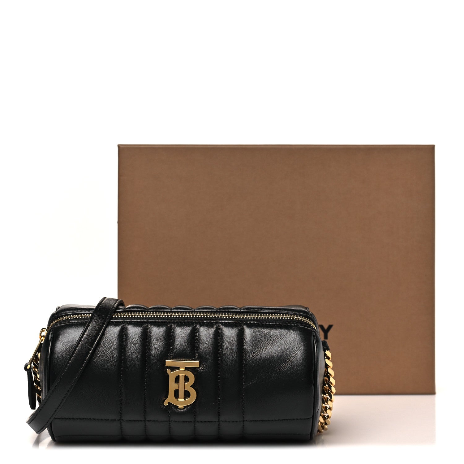 Burberry Lambskin Exploded Quilted Check New Barrel Bag Black 10 of 10