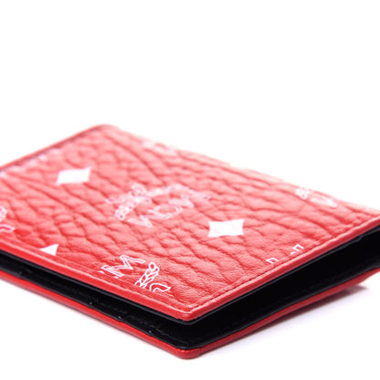 MCM Visetos Mini Bi-Fold Card Wallet Red 9 of 10