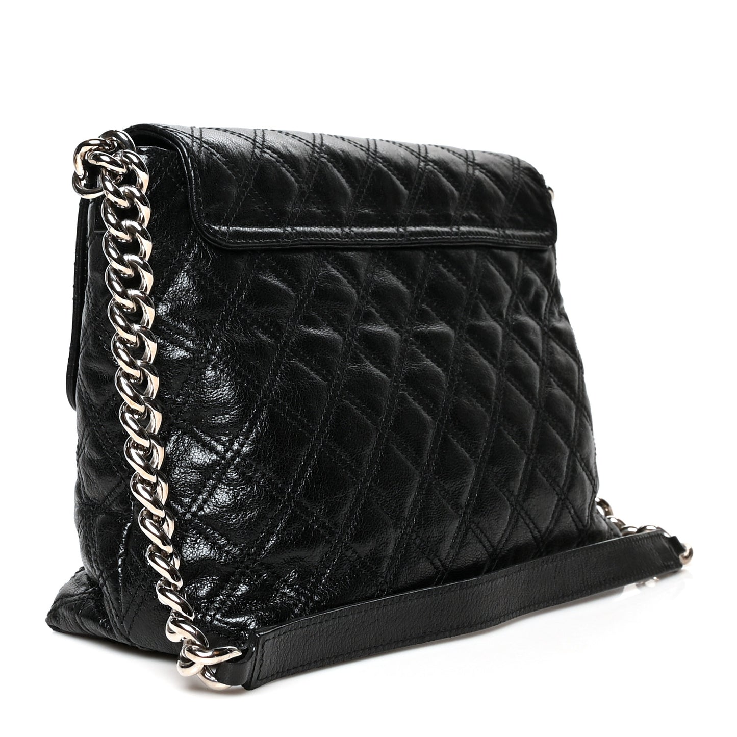 Lacquered Lambskin The XL Single Flap Black