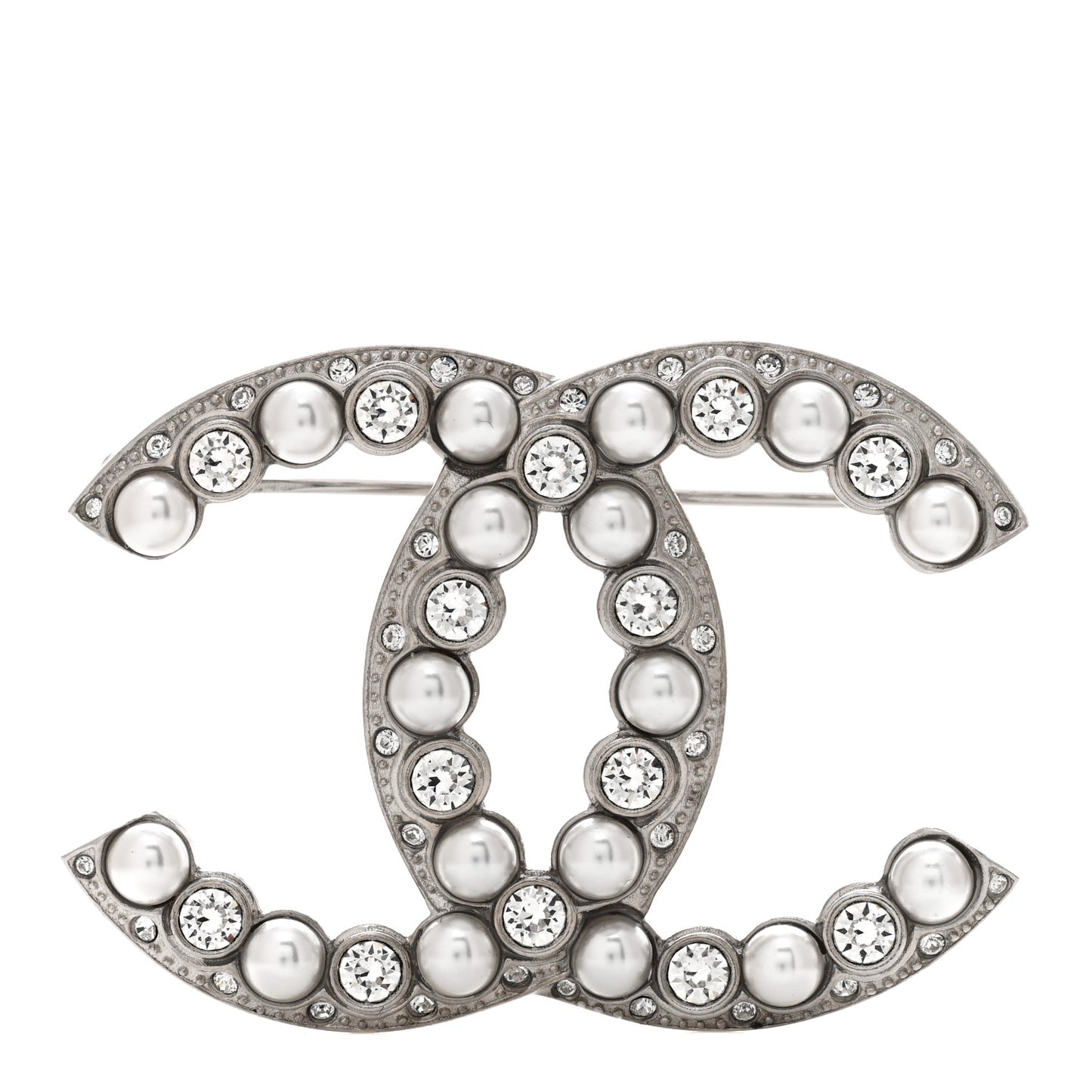 Pearl Crystal Bright Young Things CC Brooch Silver