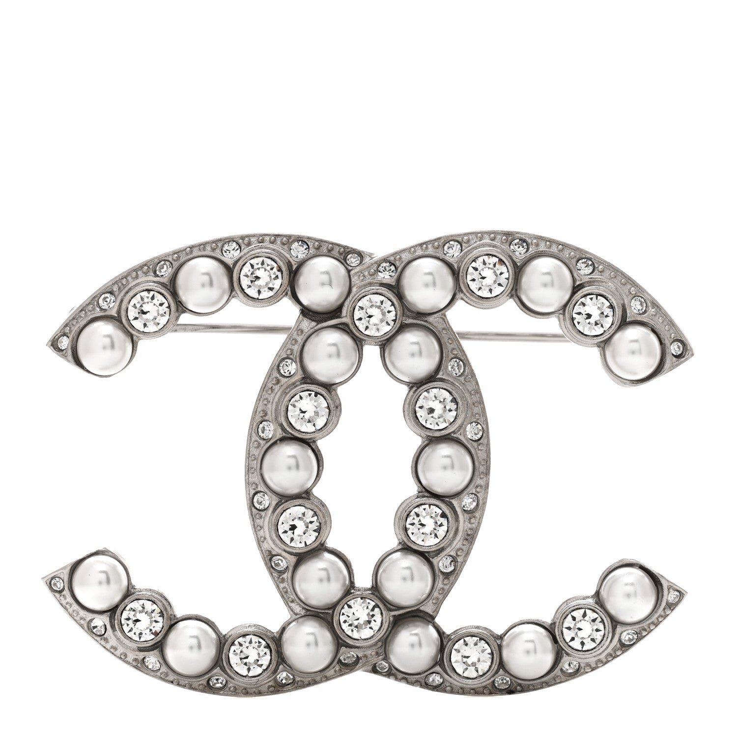 Chanel Pearl Crystal Bright Young Things CC Brooch Silver 1 of 4