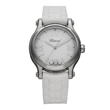 Chopard Stainless Steel Rubber 3 Diamond 30mm Happy Sport Quartz Watch White 1 of 4