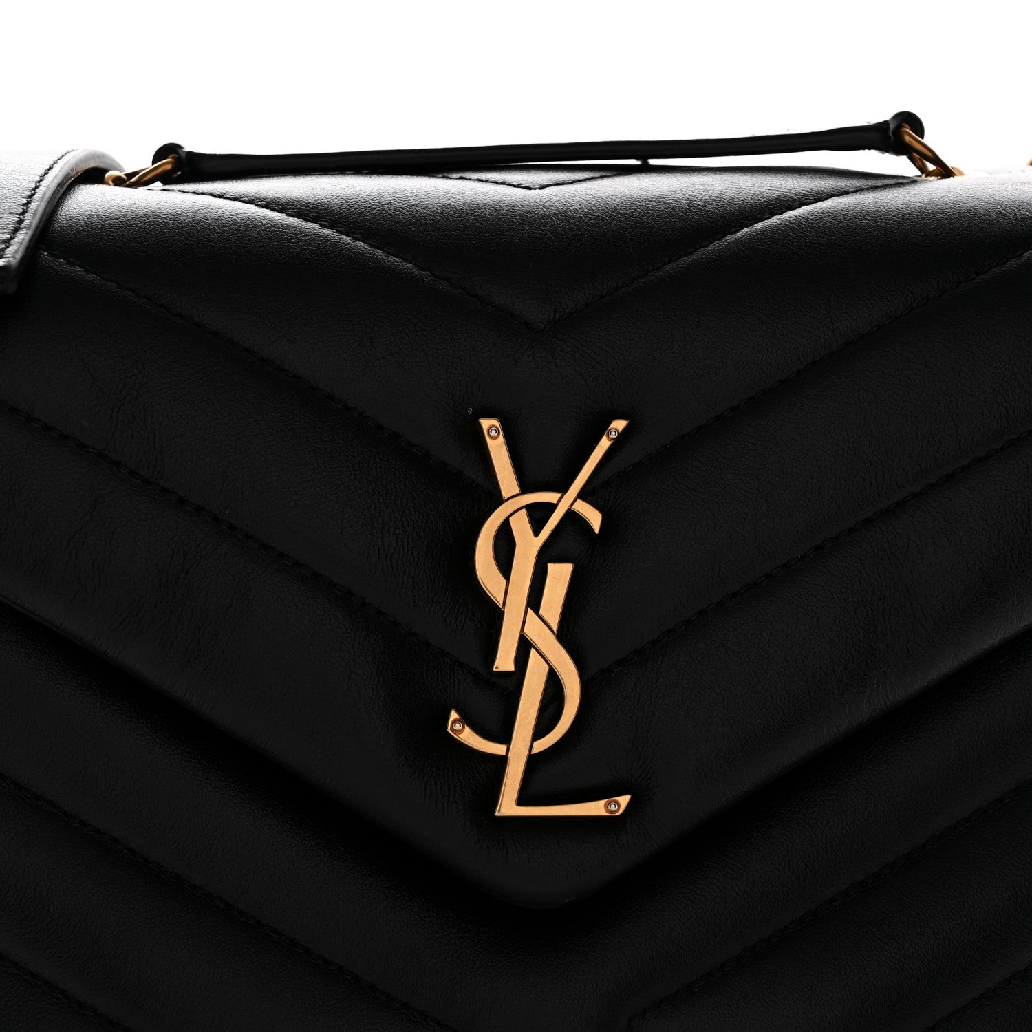 Saint Laurent Calfskin Y Quilted Monogram Small Loulou Chain Satchel Black 8 of 10