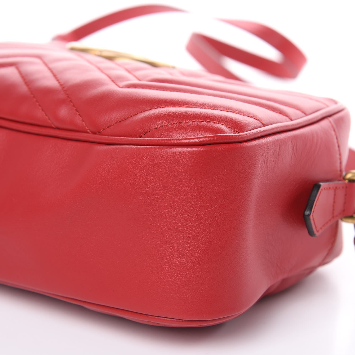 Gucci Calfskin Matelasse Small GG Marmont Chain Shoulder Bag Hibiscus Red 9 of 10